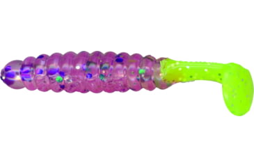 Image of Slider Crappie Panfish Grub, 18, 1.5in, Cotton Candy/Chartreuse, CSGF368