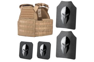 Image of Spartan Armor Systems Spartan Omega AR500 Body Armor and Sentinel Plate Carrier Package, Coyote Brown, Adjustable, SAS-AR500PKG-STNL-CB-SPEC-KIT, SAS-AR500PKG-STNL-CB-SPEC-KIT