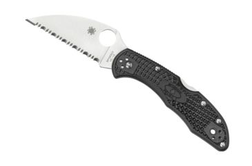 Image of Spyderco Delica 4 Pocket Folding Knife, 2.88 in, VG-10 Serrated Blade, Black FRN Handle, C11FSWCBK