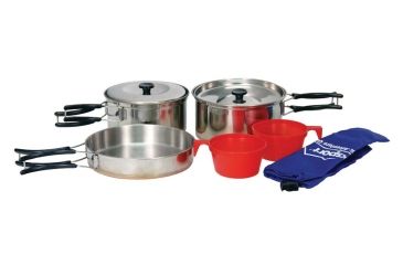 Texsport Stainless Steel Copper Bottom Outdoor Camping Cookware Cook Set with 2 Cups and Storage Bag 13432