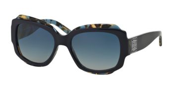 Image of Tory Burch TY7070 Sunglasses 12804L-55 - Navy/tort Frame, Smoke Blue Gradient Lenses