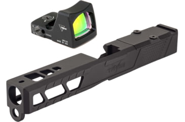 Image of Trijicon RM01 RMR Type 2 LED 3.25 MOA Red Dot Sight, Black and TRYBE Defense Pistol Slide, Glock 17, Gen 3, RMR Cut, Version 2, Black Cerakote