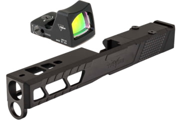 Image of Trijicon RM01 RMR Type 2 LED 3.25 MOA Red Dot Sight, Black and TRYBE Defense Pistol Slide, Glock 17, Gen 4, RMR Cut, Version 2, Black Cerakote