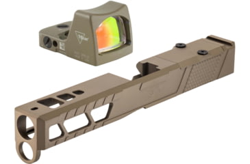 Image of Trijicon RM01 RMR Type 2 LED 3.25 MOA Red Dot Sight, Flat Dark Earth and TRYBE Defense Pistol Slide, Glock 17, Gen 4, RMR Cut, Version 2, FDE Cerakote