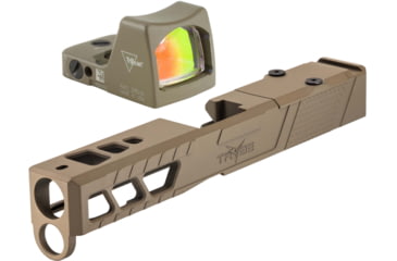Image of Trijicon RM01 RMR Type 2 LED 3.25 MOA Red Dot Sight, Flat Dark Earth and TRYBE Defense Pistol Slide, Glock 19, Gen 4, RMR Cut, Version 2, FDE Cerakote