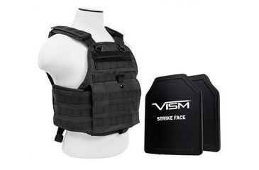 Image of Vism 2924 Series Plate Carrier Vest includes two BSC1012 Soft Ballistic Panels - Shooters Cut 10in X12in, Black BPCVPCV2924B-A