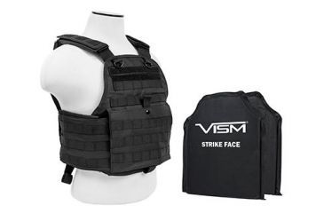 Image of Vism 2924 Series Plate Carrier Vest includes two BSC1012 Soft Ballistic Panels - Shooters Cut 10in X12in, Black BSCVPCV2924B-A