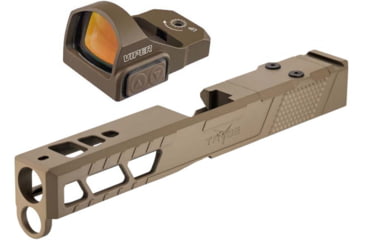 Image of Vortex Viper 1x24mm 6 MOA Red Dot Sight, FDE, Viper Red Dot and TRYBE Defense Pistol Slide, Glock 17, Gen 5, Viper Cut, Version 2, FDE Cerakote