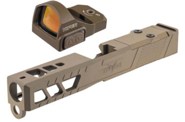 Image of Vortex Viper 1x24mm 6 MOA Red Dot Sight, FDE, Viper Red Dot and TRYBE Defense Pistol Slide, Glock 19, Gen 3, Viper Cut, Version 2, FDE Cerakote