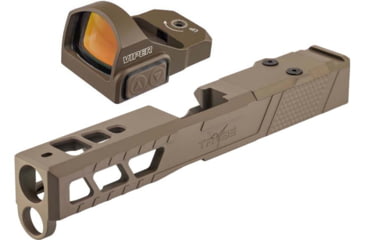 Image of Vortex Viper 1x24mm 6 MOA Red Dot Sight, FDE, Viper Red Dot and TRYBE Defense Pistol Slide, Glock 19, Gen 4, Viper Cut, Version 2, FDE Cerakote