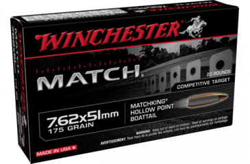 Image of Winchester Matchking 7.62x51mm 175 Grain Sierra BTHP Centerfire Rifle Ammunition, 20 Rounds, S76251M