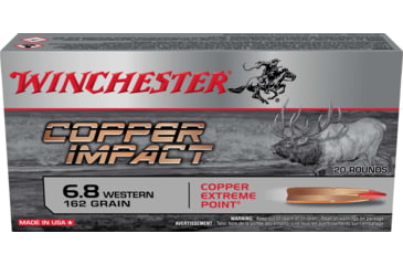 Winchester Copper Impact 6.8 Western 162 Grain Copper Extreme Point Brass Cased Centerfire Rifle Ammunition