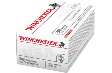 Image of Winchester USA HANDGUN .38 Special 130 grain Full Metal Jacket Centerfire Pistol Ammo, 50 Rounds, Q4171