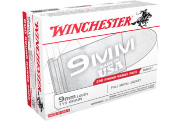 Winchester USA HANDGUN 9mm Luger 115 grain Full Metal Jacket Centerfire Pistol Ammunition - 200 Rounds