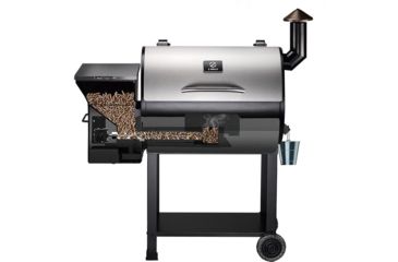 Image of Z Grills 7002E 8-in-1 Wood Pellet Grill, BBQ &amp; Smoker, Black/Silver, 48x22x51, ZPG-7002E