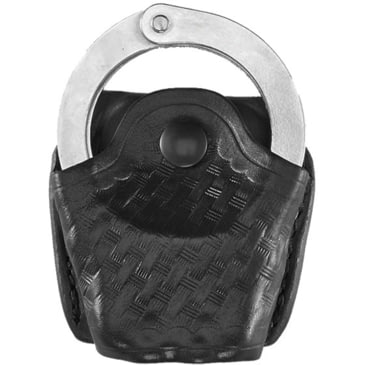 Aker Leather A506-BW Black Basketweave Open Top Standard Chain Handcuff Case 