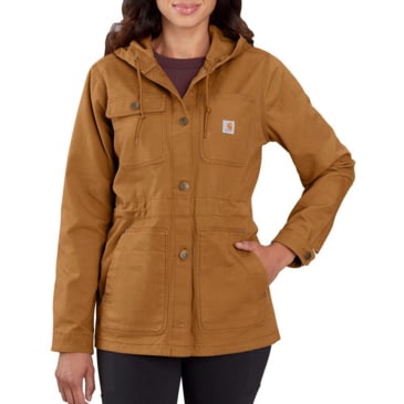CARHARTT Womens Size Small Fargo Jacket Brown Plaid Insulated Canvas Jacket Coat 