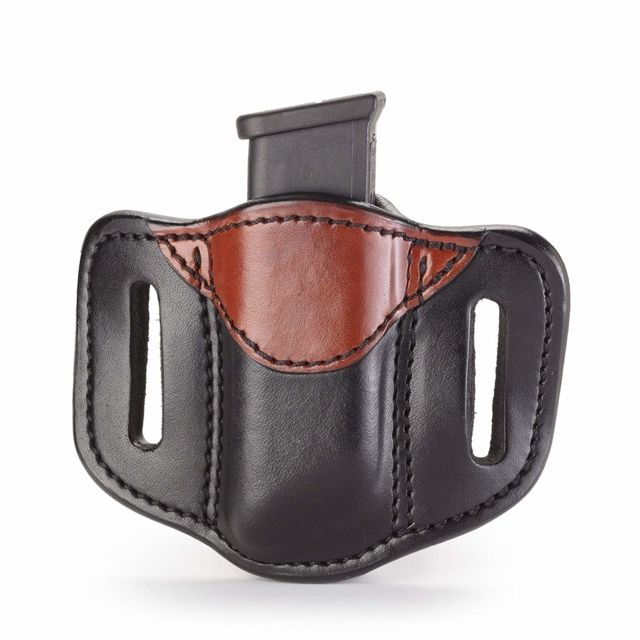 1791 Gunleather MAG 1.2- Single Magazine Holster for Double Stack Mags Brown on Black Size 1.2 - 1791 Gunleather