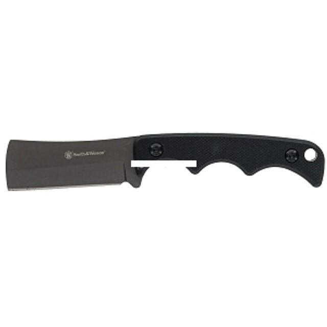 Old Timer Smith & Wesson H.R.T. Cleaver Neck Fixed Knife 2 Cleaver Blade Black with Nylon Sheath 92D395B6 PF