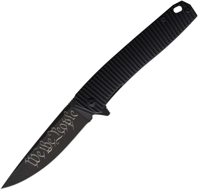 3V Gear We The People React Folding Knife 3.75in Closed 3in 8Cr14MoV Black Coated Blade Black Grooved G10 Handle - 3V Gear