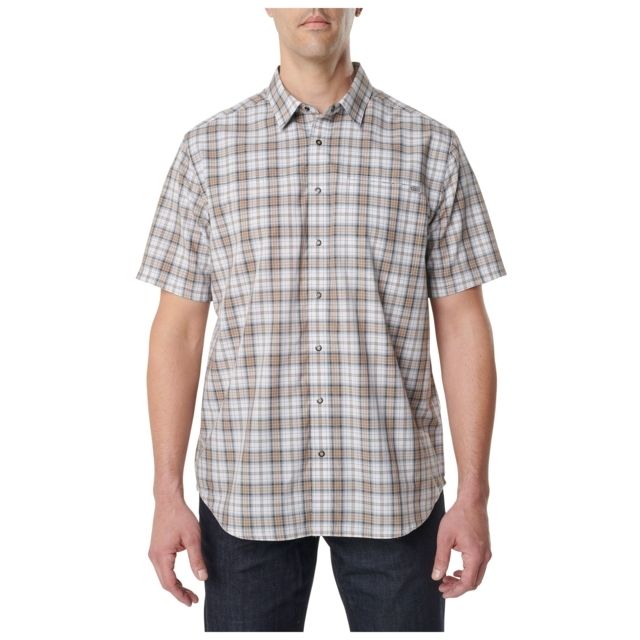 5.11 Tactical Hunter Plaid Short Sleeve Shirt - Men's Coyote Plaid Small Regular