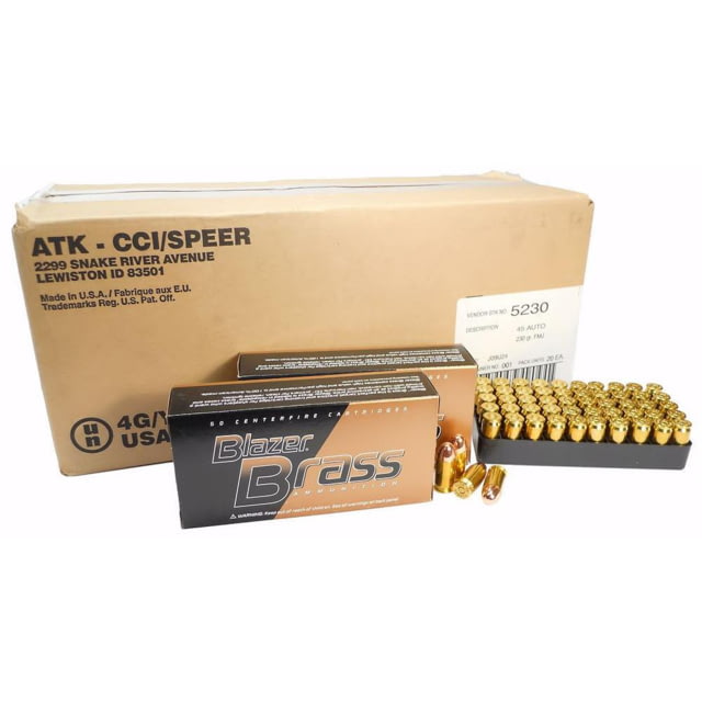 CCI Ammunition BLAZER 45 AUTO - BRASS 230GR FMJ AMMO 1000RD CASE CDD6EC37 CC - CCI
