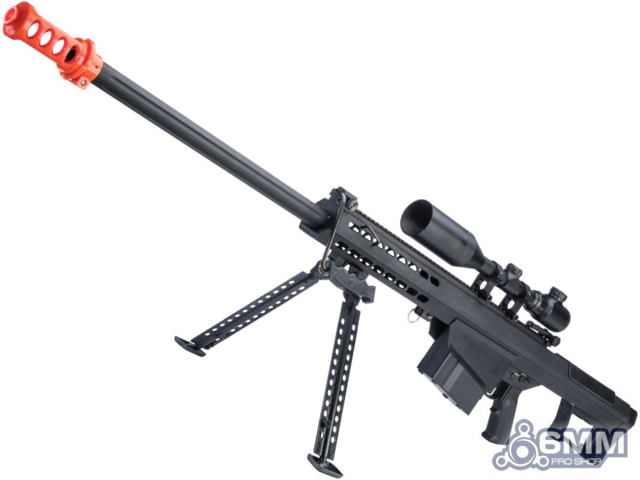 6mmProShop Barrett Licensed M107A1 Bolt Action Powered Airsoft Sniper Rifle Black - 6Mmproshop