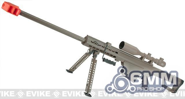 6mmProShop Barrett Licensed M82A1 Long Range Airsoft AEG Sniper Rifle Full Size Desert - 6Mmproshop