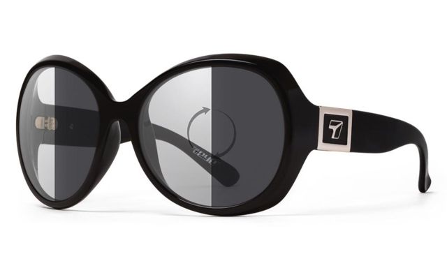 7 Eye Signature Series Lily Sunglasses - Women's Photochromic Day Night Eclypse Lenses Glossy Black Frame - 7Eye By Panoptix