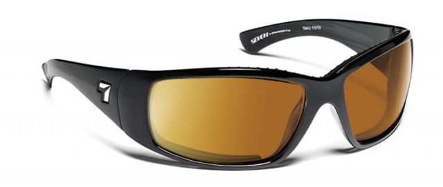 7 Eye Taku Full Wrap Sunglasses - Men's Glossy Black Frame Sharp View Copper Lens - 7Eye By Panoptix
