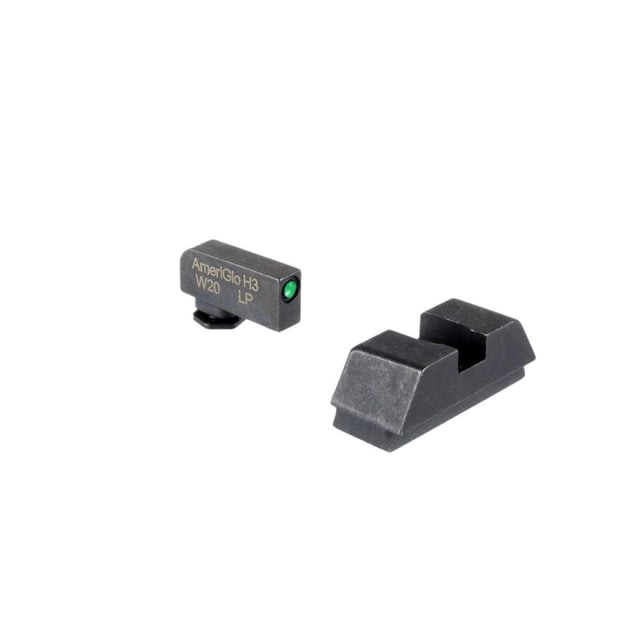 Ameriglo Optics Compatible Tritium Handgun Sight Set for Glock Flat Black .295 Rear 1L Tall Green with Black .220 Front 3030BDA5