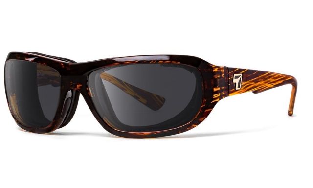 7Eye by Panoptix Airshield Aspen Sunglasses RX Ready Sunset Tortoise Frame SharpView Polarized Gray Lens S-M - 7Eye By Panoptix