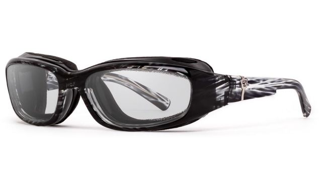 7Eye by Panoptix AirShield Sierra Sunglasses RX Ready Black Stripe Tortoise Frame SharpView Clear Lens S-L - 7Eye By Panoptix