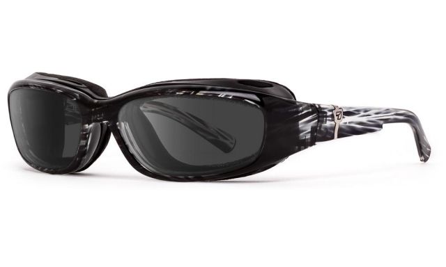 7Eye by Panoptix AirShield Sierra Sunglasses RX Ready Black Stripe Tortoise Frame SharpView Gray Lens S-L - 7Eye By Panoptix
