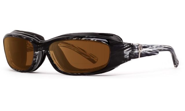 7Eye by Panoptix AirShield Sierra Sunglasses RX Ready Black Stripe Tortoise Frame SharpView Copper Lens S-L - 7Eye By Panoptix