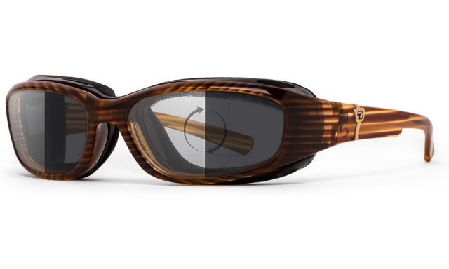 7Eye by Panoptix AirShield Sierra Sunglasses RX Ready Brown Stripe Tortoise Frame Photochromic Day/Night Eclypse Lens S-L - 7Eye By Panoptix
