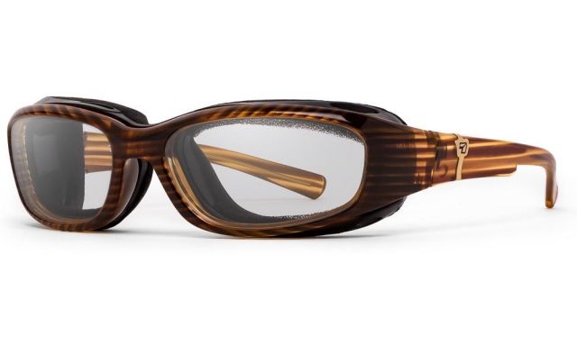 7Eye by Panoptix AirShield Sierra Sunglasses RX Ready Brown Stripe Tortoise Frame SharpView Clear Lens S-L - 7Eye By Panoptix