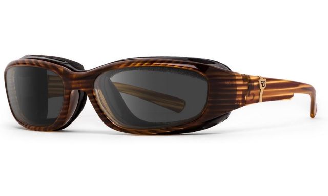 7Eye by Panoptix AirShield Sierra Sunglasses RX Ready Brown Stripe Tortoise Frame SharpView Gray Lens S-L - 7Eye By Panoptix