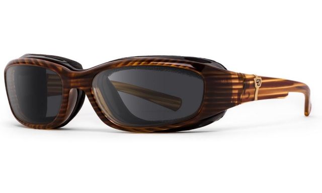 7Eye by Panoptix AirShield Sierra Sunglasses RX Ready Brown Stripe Tortoise Frame SharpView Polarized Gray Lens S-L - 7Eye By Panoptix