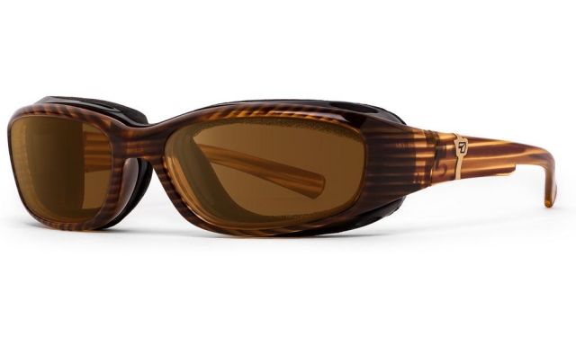 7Eye by Panoptix AirShield Sierra Sunglasses RX Ready Brown Stripe Tortoise Frame SharpView Polarized Copper Lens S-L - 7Eye By Panoptix