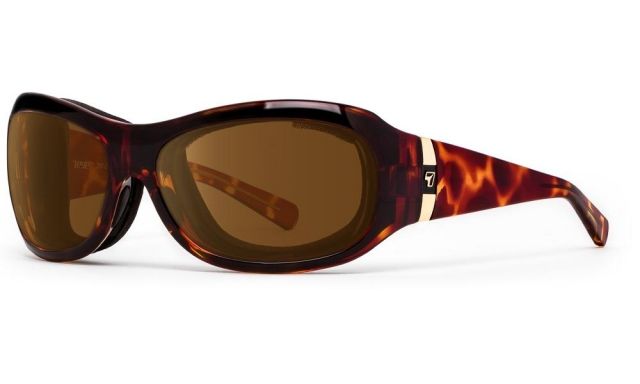 7Eye by Panoptix Women's AirShield Sedona Sunglasses RX Ready Light Tortoise Frame SharpView Polarized Copper Lens M-L - 7Eye By Panoptix