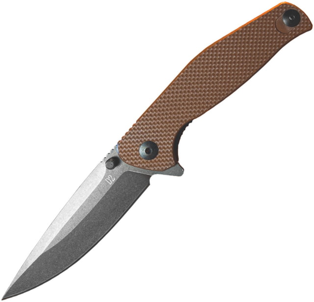 ABKT Tac Catalyst Linerlock Folding Knife 3.5" stonewash finish D2 tool steel blade Tan textured G10 handle - Abkt Tac