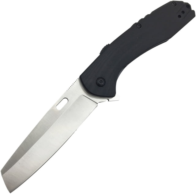 ABKT Tac Warthog Linerlock 4.5in Closed 3.25in Satin D2 Tool Steel Wharncliffe Blade Black Micarta Handle Thumb Pull Pocket Clip Black - Abkt Tac