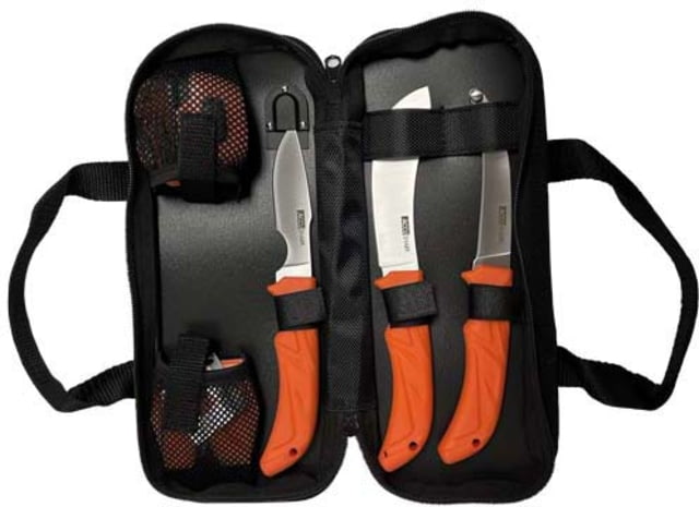 AccuSharp 6-Piece Processing Kit 4in 420 Stainless Steel Caping/Gutting/Butcher Blades Orange Handle - Accusharp