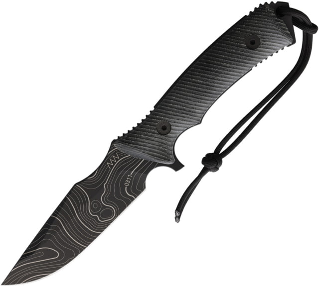 Acta Non Verba Knives M311 Spelter Tactical Knife 4.75" black DLC coated Elmax steel blade Black sculpted micarta handle - Acta Non Verba Knives