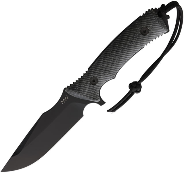 Acta Non Verba Knives M311 Spelter Tactical Knife 5.25" black DLC coated Elmax steel blade Black sculpted micarta handle - Acta Non Verba Knives