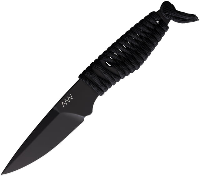Acta Non Verba Knives P100 Fixed Blade Knife 3in Black Cerakote Sleipner Tool Steel Blade Black Cord Wrapped Handle Kydex Sheath - Acta Non Verba Knives