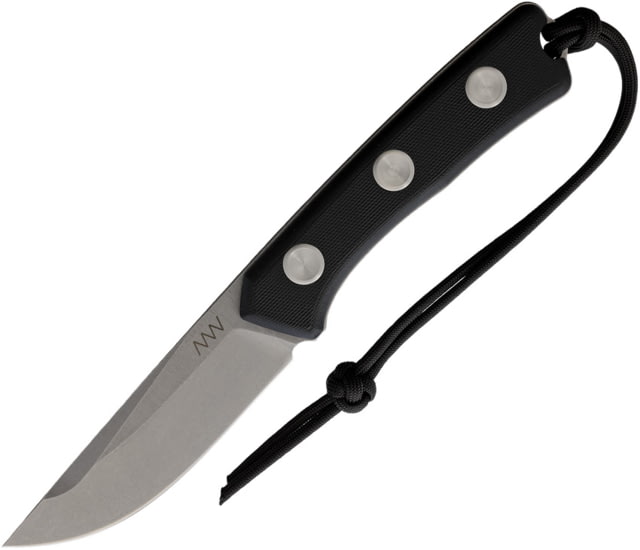 Acta Non Verba Knives P200 Fixed Blade Knife 4" stonewash finish Bohler N690 stainless blade Black G10 handle Black Kydex belt sheath - Acta Non Verba Knives