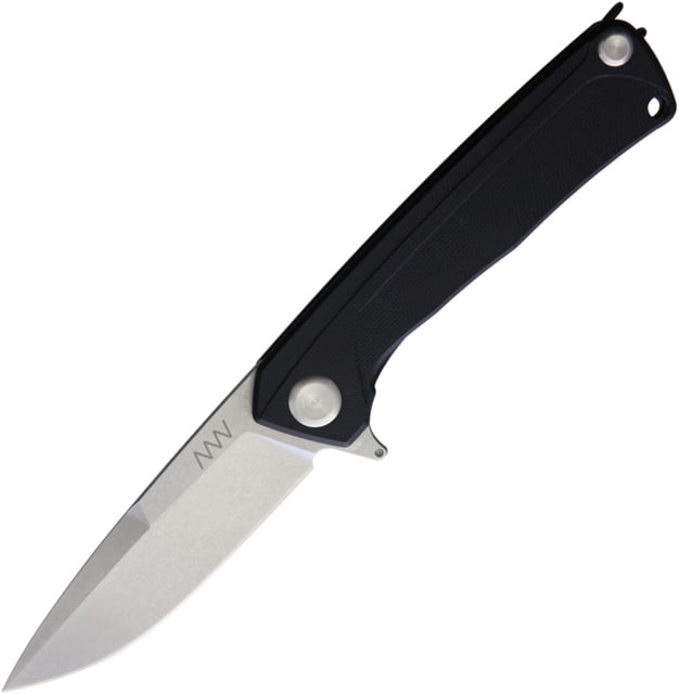Acta Non Verba Knives Z100 Framelock Folding Knife 3.5" stonewash finish Bohler N690 stainless blade Black G10 handle with black titanium back handle - Acta Non Verba Knives