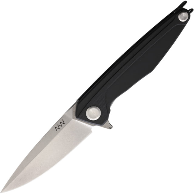 Acta Non Verba Knives Z300 Linerlock Folding Knife 3.5" stonewash finish Sleipner tool steel blade Black G10 handle - Acta Non Verba Knives
